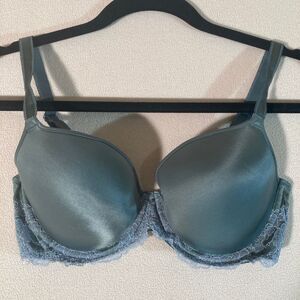 Wacoal‎ Embrace Lace T-Shirt Bra 32DD Dark Sage Green Seamless Underwire Padded